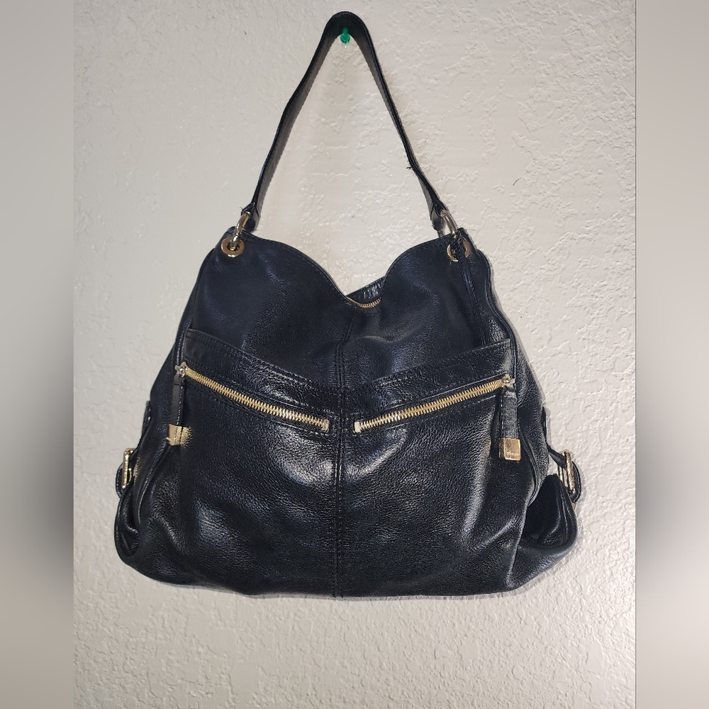 MICHAEL KORS Layton Black Pebbled Leather Hobo/Shoulder Bag